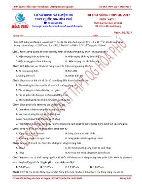 Đề thi thử THPT Quốc gia vòng I môn Vật lý năm 2017
